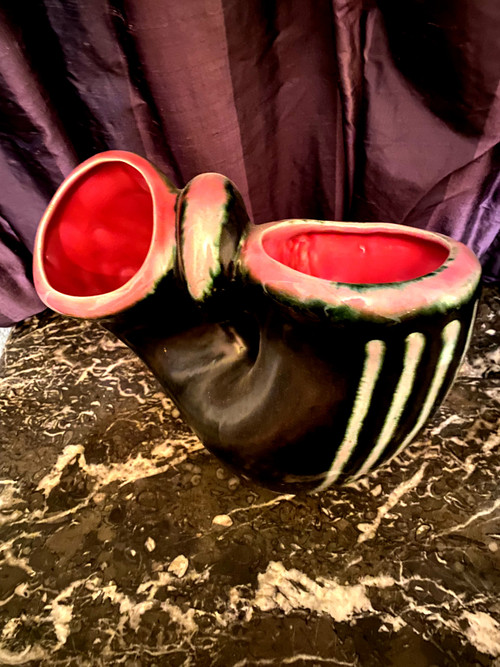 Two large "50s" vases with double necks by Ateliers Revernay in ceramic quality pieces
