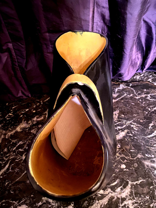 Two large "50s" vases with double necks by Ateliers Revernay in ceramic quality pieces