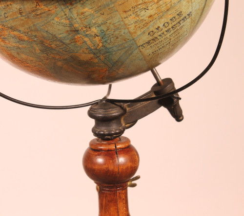 Globe Terrestre De Parquet Ou De Bibliothèque J.forest Paris Du 19° Siècle
