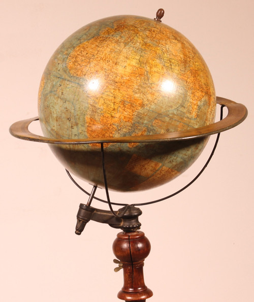Globe Terrestre De Parquet Ou De Bibliothèque J.forest Paris Du 19° Siècle