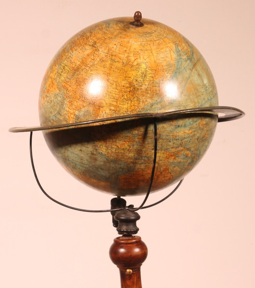 Globe Terrestre De Parquet Ou De Bibliothèque J.forest Paris Du 19° Siècle
