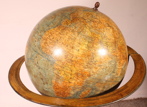Globe Terrestre De Parquet Ou De Bibliothèque J.forest Paris Du 19° Siècle