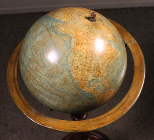 Globe Terrestre De Parquet Ou De Bibliothèque J.forest Paris Du 19° Siècle