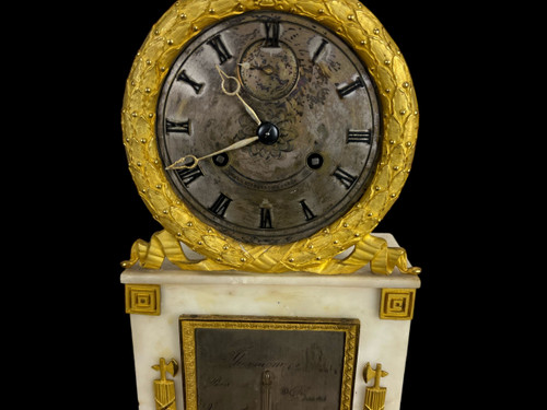 CHARLES X PERIOD CLOCK WITH ALABASTER AND GILT BRONZE THERMOMETER