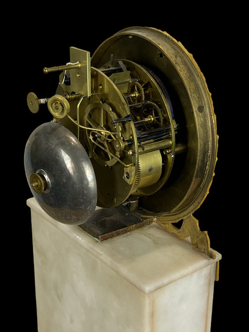 CHARLES X PERIOD CLOCK WITH ALABASTER AND GILT BRONZE THERMOMETER
