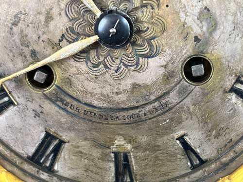 CHARLES X PERIOD CLOCK WITH ALABASTER AND GILT BRONZE THERMOMETER