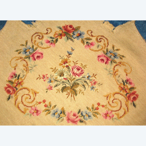 Louis XVI style hand-stitched floral tapestry chair upholstery