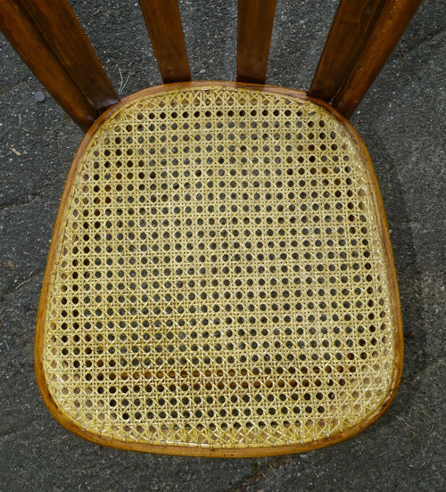 Thonet N°391 XV chair from 1925, walnut-finish wickerwork