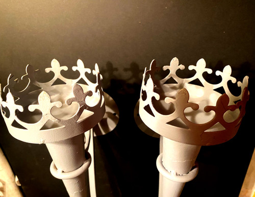 Pair of 1950s "Neo-Moyenageux" style sconces in grey zinc-lacquered iron
