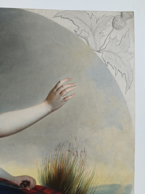 Cérès Allégorie De l'été Lithographie Aquarellée 19ème