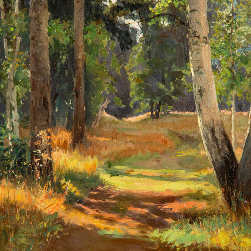 Vue d'un sous bois,  tableau daté 1901, huile sur toile de Feodor Petrovich Riznischenko (1865-1922)