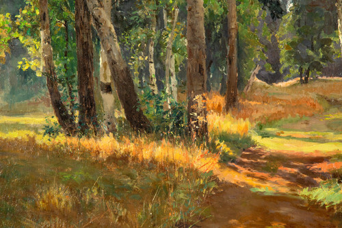 Vue d'un sous bois,  tableau daté 1901, huile sur toile de Feodor Petrovich Riznischenko (1865-1922)