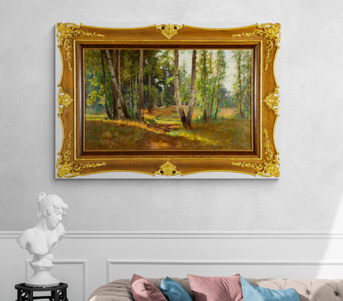 Vue d'un sous bois,  tableau daté 1901, huile sur toile de Feodor Petrovich Riznischenko (1865-1922)