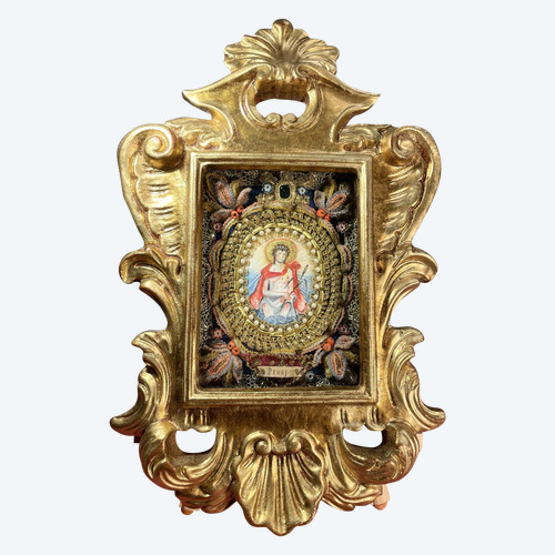 Le Roseau De Saint Prosper- Cadre Reliquaire Vers 1800 