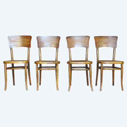 Set of 4 Thonet N°257 Art Nouveau chairs, 1910
