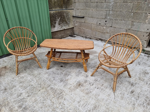 ensemble en rotin vintage 3 piéces