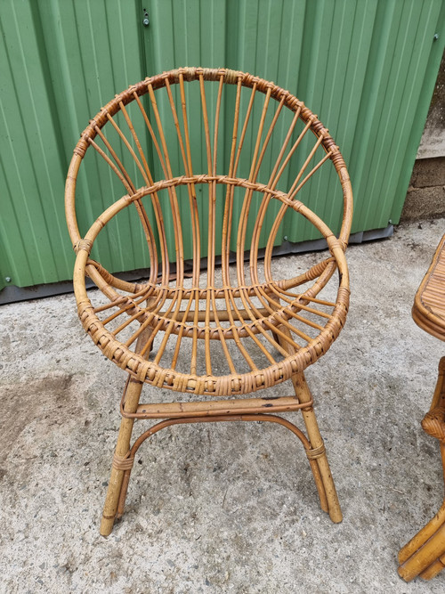 ensemble en rotin vintage 3 piéces