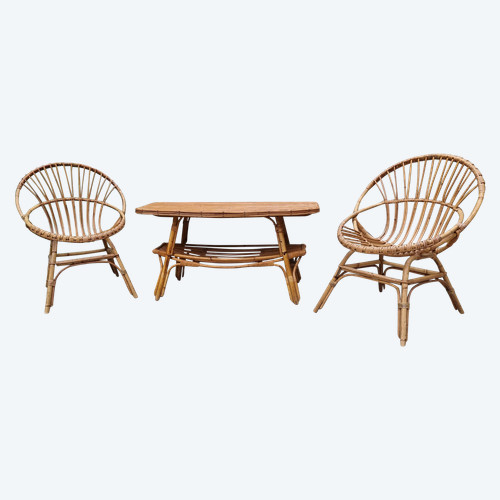 ensemble en rotin vintage 3 piéces