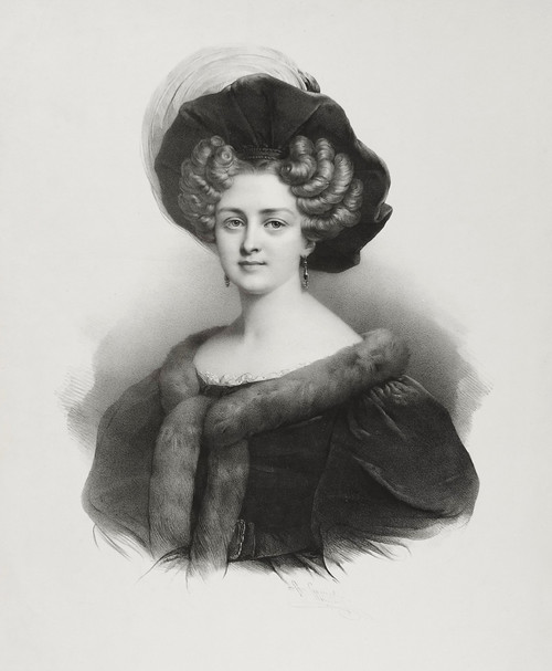 Henri Grévedon Porträt einer Frau Lithographie 19.