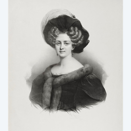 Henri Grévedon Porträt einer Frau Lithographie 19.