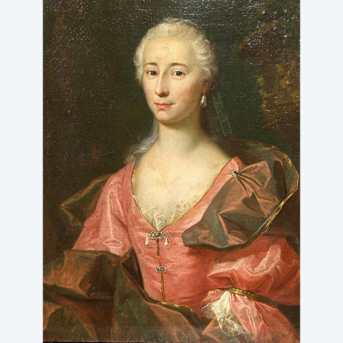 Emmanuel Jakob Handmann (1718-1781) Ritratto di donna - Olio su tela XVIII secolo