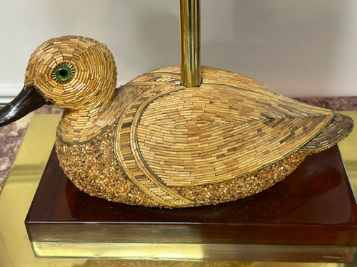 Coppia di lampade a forma di anatra in ottone e bachelite degli anni '70