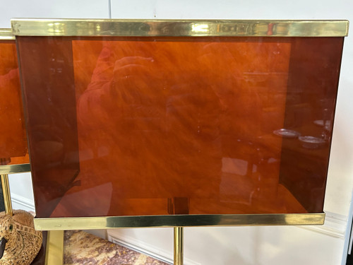Coppia di lampade a forma di anatra in ottone e bachelite degli anni '70