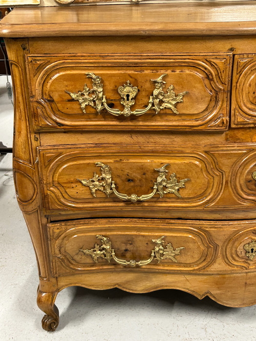 Commode Tombeau Louis XV En Noyer D’époque XVIIIème siècle 