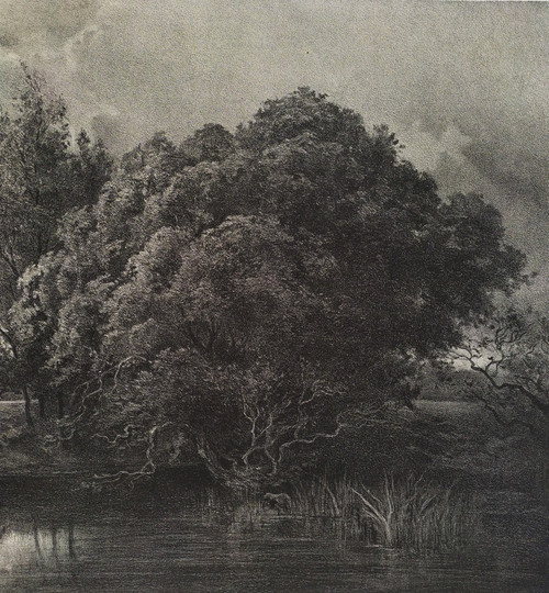 French Landscape View Of Apremont Cher Lithograph By Emile Vernier After Charles Sauvageot Old Print