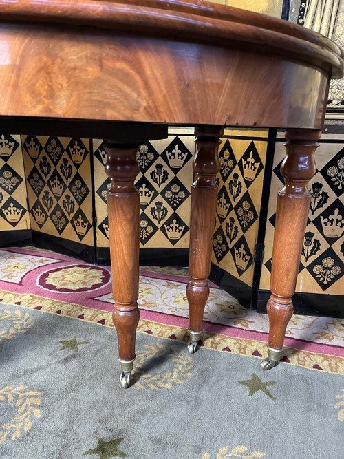 Tavolo da pranzo Louis Philippe a mezzaluna con 8 ante