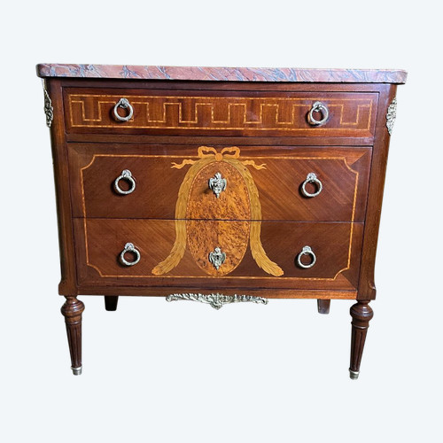 Commode De Style Louis XVI En Marqueterie