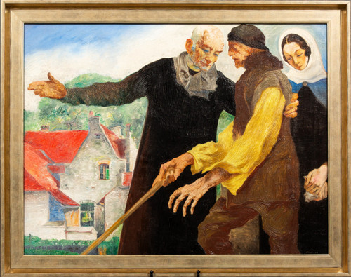 The blind man, oil on canvas by Maurice Langaskens