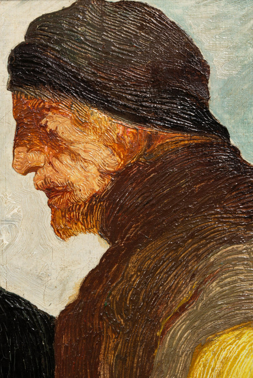 The blind man, oil on canvas by Maurice Langaskens