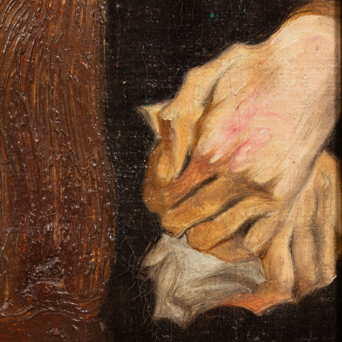 The blind man, oil on canvas by Maurice Langaskens
