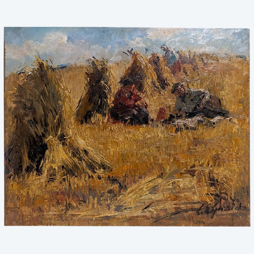 Louis Edouard Garrido Huile Sur Isorelle Meules De Foin Secqueville En Bessin