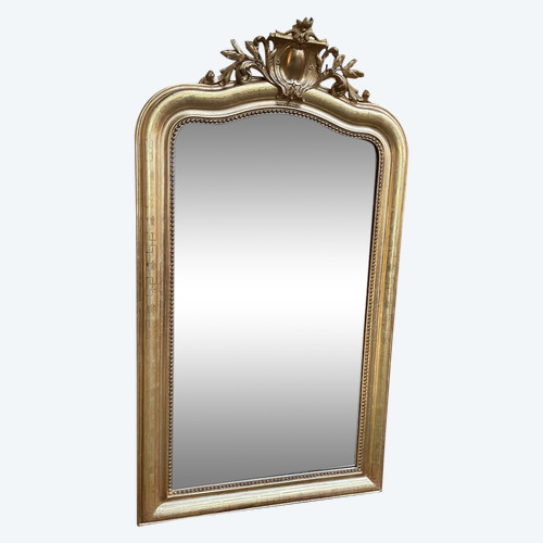 Louis Philippe mirror with pediment - Napoleon III gold leaf