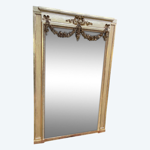 Louis XVI style Trumeau mirror with leaf