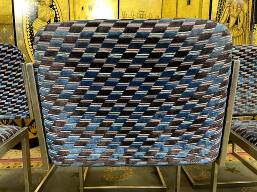 6 sedie 1970 in acciaio inox e velluto