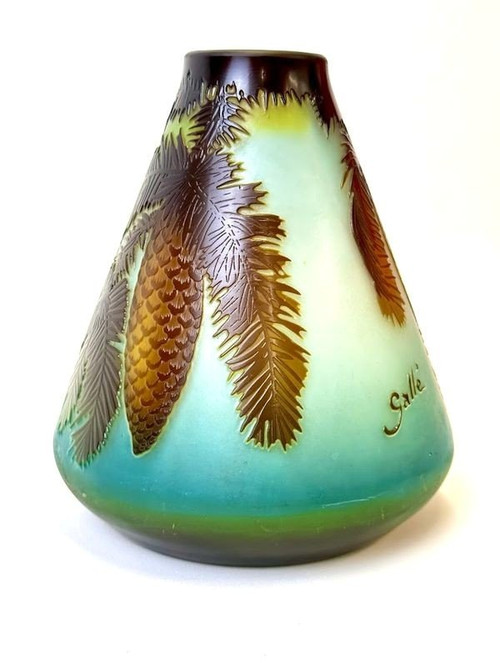 Emile Gallé Art Nouveau Vase “Aux Pins”