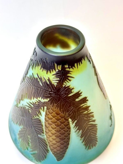 Emile Gallé Art Nouveau Vase “Aux Pins”