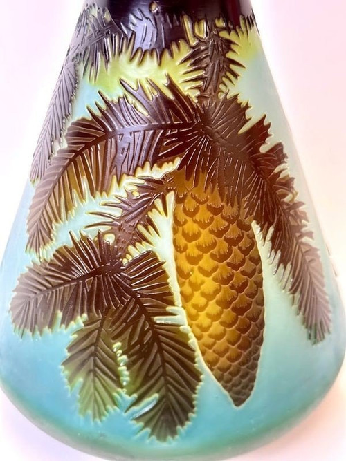Emile Gallé Art Nouveau Vase “Aux Pins”