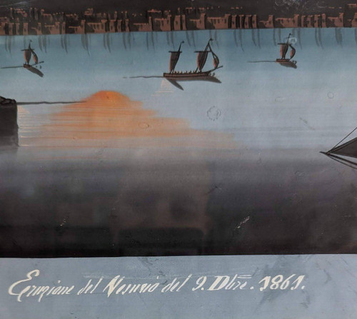 Neapolitan Gouache Eruption of October 9, 1861 of Vesuvius, 19th Century