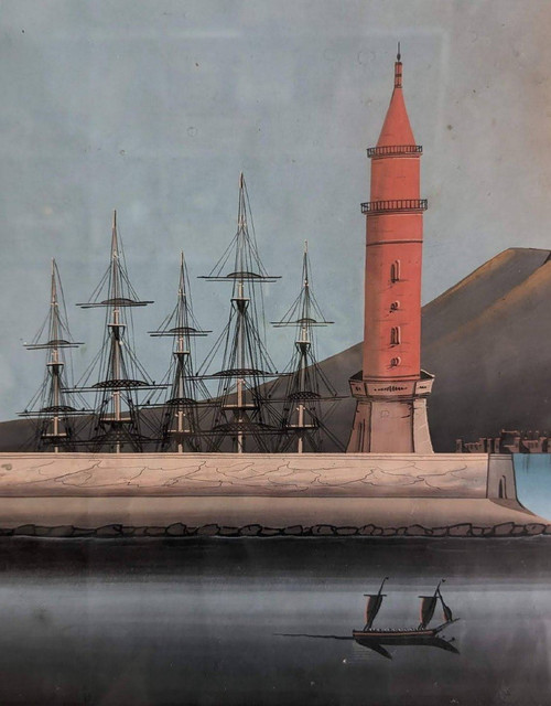 Neapolitan Gouache Eruption of October 9, 1861 of Vesuvius, 19th Century