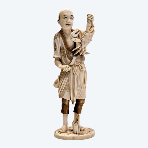 Okimomo In Ivory From The 19th Century The Crab Fisherman