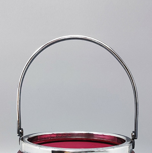 1960s Gorgeous Red Bohemian Cut Crystal Glass Ice Bucket. Made in Italy