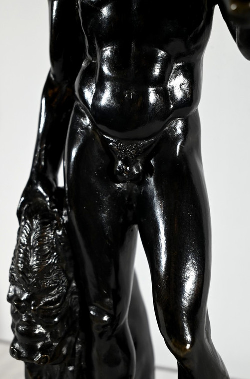 Bronzo "Ercole e il Leone di Nemée", firmato Gregroi - XIX secolo