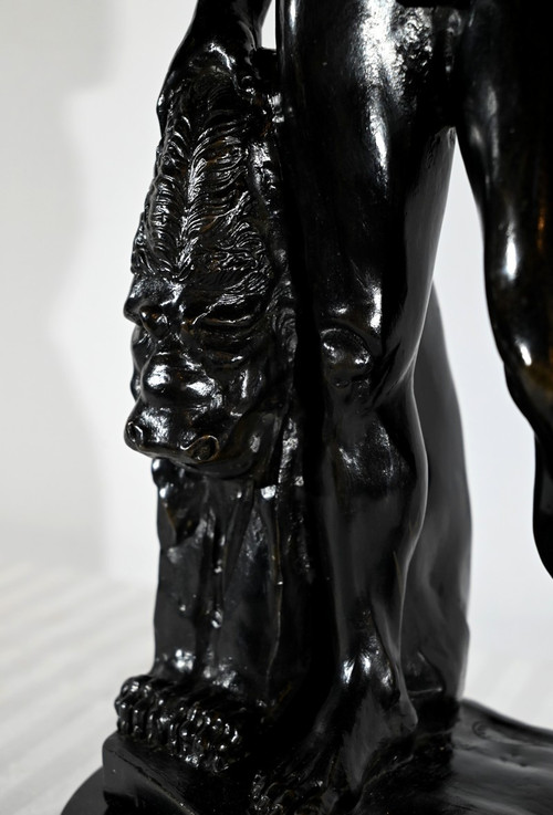 Bronzo "Ercole e il Leone di Nemée", firmato Gregroi - XIX secolo
