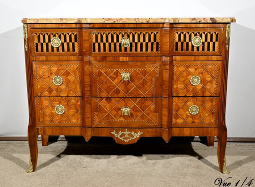 Commode en Bois de Rose et Acajou, Transition Louis XV/Louis XVI – Fin XIXe