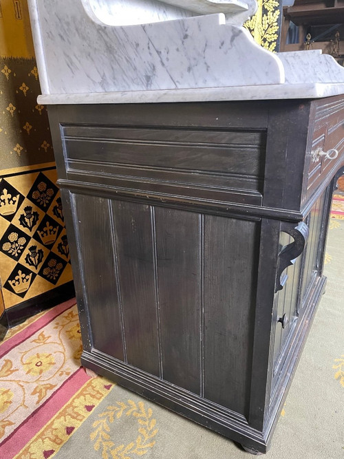 Meuble De Toilette à Vasque Bois Noirci Napoléon III