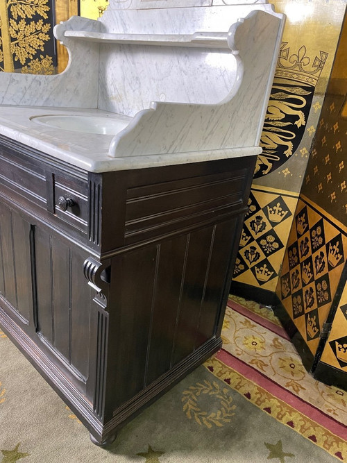 Meuble De Toilette à Vasque Bois Noirci Napoléon III
